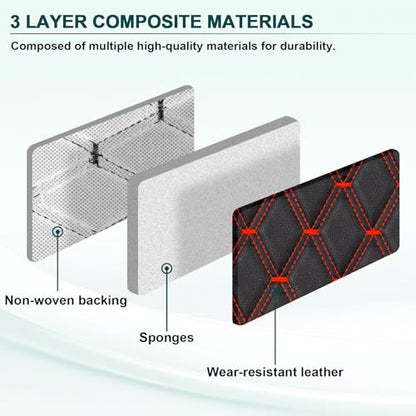 Vinyl Upholstery Diamond Fabric by the Yard, Black with Red Stitching - color: Black(red Thread), size: Style-B