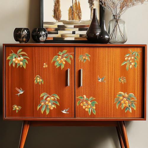Peacoblue Chinese Aesthetic Loquat Rub On Transfers for Furniture 6"x12" - style: Chinese Aesthetic Loquat