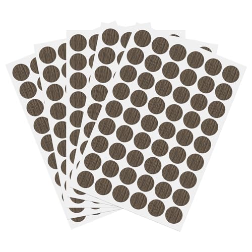 PATIKIL 270 Pieces Screw Hole Stickers, 5 Sheet Self-Adhesive Waterproof PVC Wood Grain Sticker for Screw Holes Wall Cabinets Desk Repairing, Dark Walnut, 21mm/0.83 Inch - color: Dark Walnut