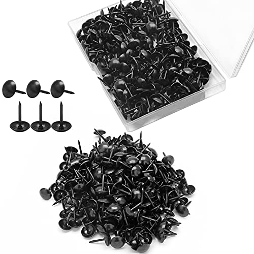 Metal Thumb Tacks, Black, 7/16 Inch, 200 Pcs - color: Black