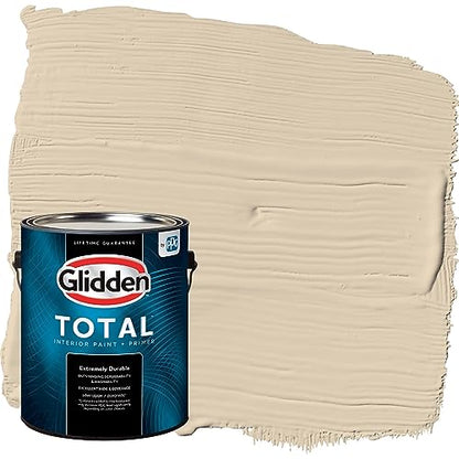 Glidden Total Interior Wall Paint & Primer All-in-One, Seriously Sand/Beige, Flat, 1 Gallon - color: Seriously Sand, size: 128 Fl Oz (Pack of 1)