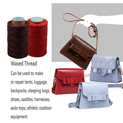 284Yards Leather Sewing Waxed Thread, 0.8mm Waxed Thread for Bookbinding - color: Coffee