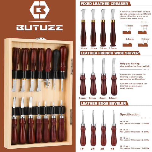 BUTUZE Leather Working Kit, Boxed Leather Tooling Kit, All-in-one