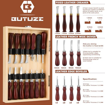 BUTUZE Leather Working Kit, Boxed Leather Tooling Kit, All-in-one