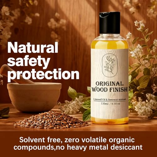 4.3 oz. Premium Original Wood Finish, Linseed Oil & Beeswax Blend, Linseed Oil for Wood Non-Toxic, Long-Lasting Protective Finish for All Woodwork Projects, Ideal for Use - size: 130ml