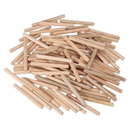 MECCANIXITY Wooden Dowel Pins 1/4" x 2-3/8" (6mm x 60mm) Straight Dowel Rods Wood Fluted Dowels Rods for Crafts Furniture DIY Hardwood Count 120 - size: 1/4" x 2-3/8"