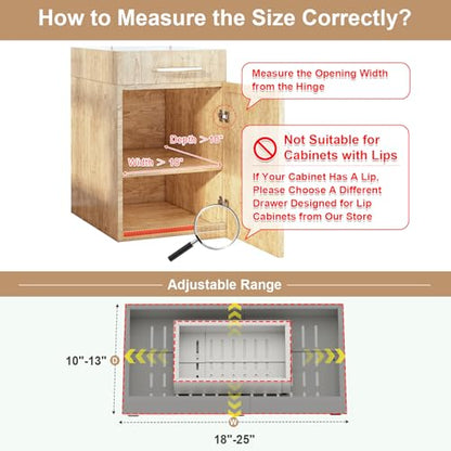 Fokyfok Pull out Cabinet Organizer,18"-25"W,10"-13"D,Expandable,Adhesive - color: White, size: (18"W-25"W)X(10"D-13"D)
