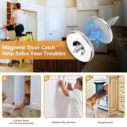 Cabinet Magnetic Door Catch 6 Pack Cabinet Magnets Door Magnets with Strong Magnetic for Kitchen Cupboard Wardrobe Closet Cabinet Door Drawer Latch Catch Closer