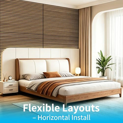 Art3d 47 x 23.6 Inch Acoustic Wood Slat Wall Panel, 4-Pack, Deep Walnut - color: Deep Walnut, size: 23.6" x 47"