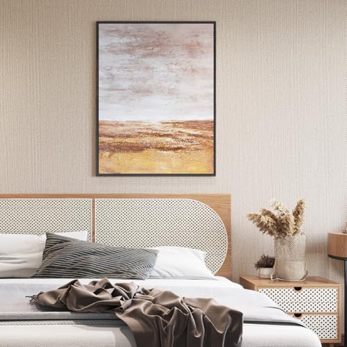Haimin Fabric Wallpaper 24" x 393" Peel and Stick Textured Contact Paper - color: Yellow and Brown