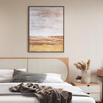 Haimin Fabric Wallpaper 24" x 393" Peel and Stick Textured Contact Paper - color: Yellow and Brown