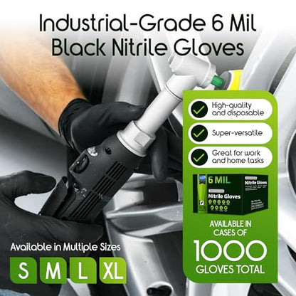 Inspire 6 or 8 Mil HEAVY DUTY Stretch Nitrile Black Gloves Disposable Latex Free - size: Small