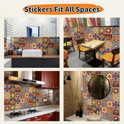 24 PCS Peel and Stick PVC Tile Stickers Waterproof Removable - color: Style D, size: 4 x 4 Inch