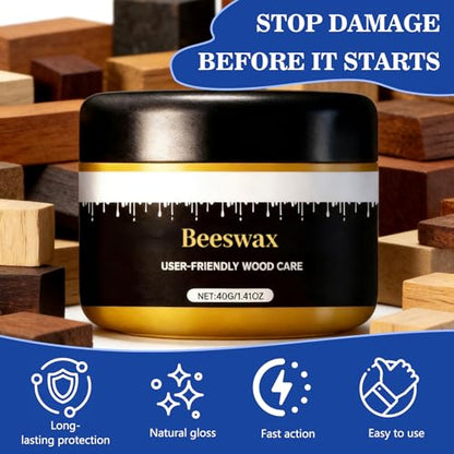 2pcs Wax, Beeswax Gleam - Premium Wax & Polish, All-Natural Wood Conditioner, Restorer and Protector for Tables, Cabinets, Cutting Boards Waterproof
