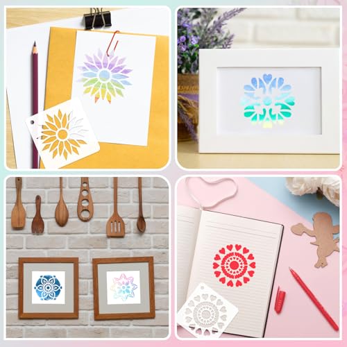 JULMELON 20Pcs Mandala Stencils 3 Inch, Reusable for Rock Wood Painting - style: Mandala Stencils