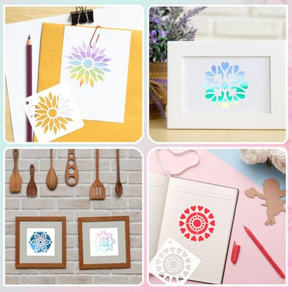 JULMELON 20Pcs Mandala Stencils 3 Inch, Reusable for Rock Wood Painting - style: Mandala Stencils