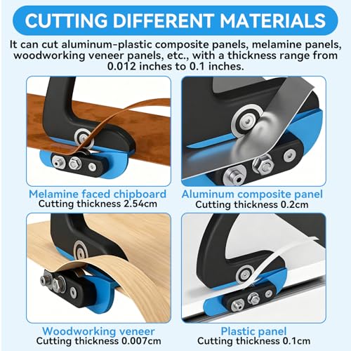 Edge Banding Trimmer, Woodworking Veneer Cutter with Dual Offset Bearings & Sharp Blades Comfort Handle Professional Edge Band Tools Trimmer Deburring Planing Trimming Tool for Straight,Curved Edges