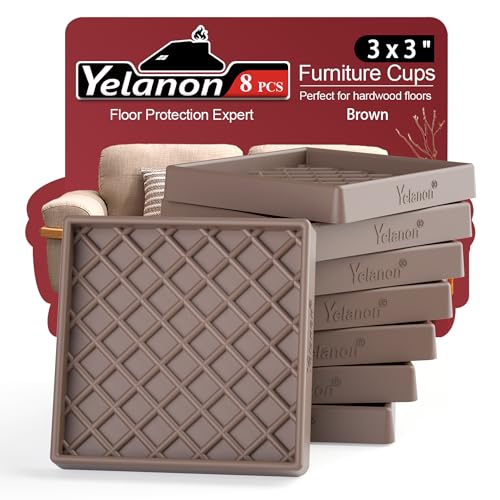 Non Slip Furniture Pads for Hardwood Floors -Yelanon 8Pcs 3” Coasters Cups - color: 8pcs3"square Brown Square