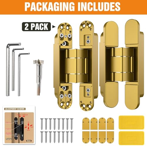 6" Hidden Door Hinge/Concealed Hinges,Invisible Hinges - color: Gold, size: 6 Inch