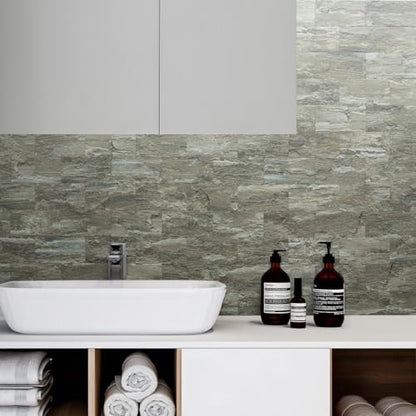 AULIGET 100-Piece Faux Stone Peel and Stick Backsplash Wall Tiles, 3" x 6" Apache Brown Rock PVC Stick on Tile for Backsplash Kitchen, Bathroom, Laundry Room, Camper, Fireplace - color: Apache Brown Rock