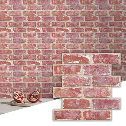 Commomy 10 Pcs Peel and Stick Brick Tile 10 Pcs 11.8"X11.8" - color: ‎BRICK-QU