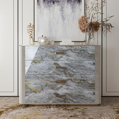 Grey and Gold Marble Granite Wallpaper Glossy Waterproof Gray Marble Contact Paper for Cabinet Table Desk Peel and Stick Modern Vinyl Countertop Wrap, Sticky, Removable, Thick, 11.8"x118" - color: Glossy Grey, size: 11.8" x 118"