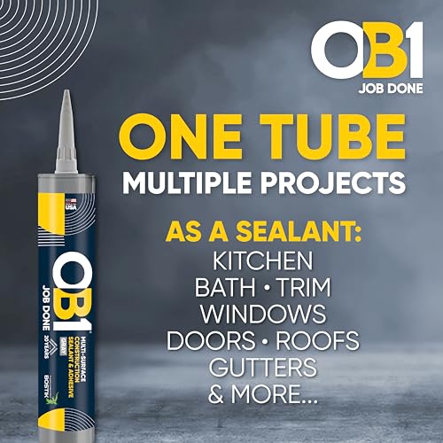 OB1 Universal Caulk Sealant & Adhesive Gray 10.1oz | Professional Grade Premium All-in-One Advanced Hybrid 2-in1 | Water Resistant Internal & External | Shrink Crack UV & Fade Resistant | 1 Cartridge - color: Gray, size: 10.1oz (Pack of 2)