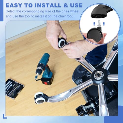 PATIKIL Office Chair Wheels Replacement 1.5", 8 Pcs Nylon Heavy Duty Office Furniture Casters Wheels with Universal Wheel for Hardwood Floor Carpet, Black(Grip Neck Stem) - size: 1.5"