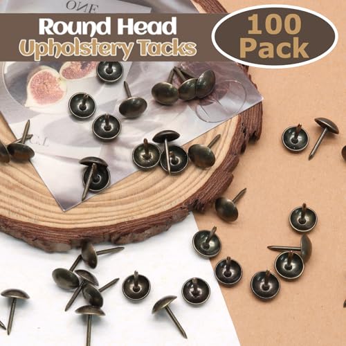 Biaungdo 100 Pcs Bronze Round Head Upholstery Tacks 11x16mm with Box - color: Bronze