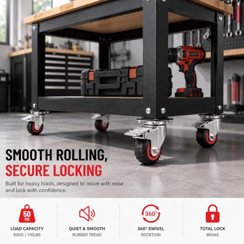 2" Swivel Caster Wheels,Casters Set of 4 Heavy Duty with Brakes - size: 2IN-4packs
