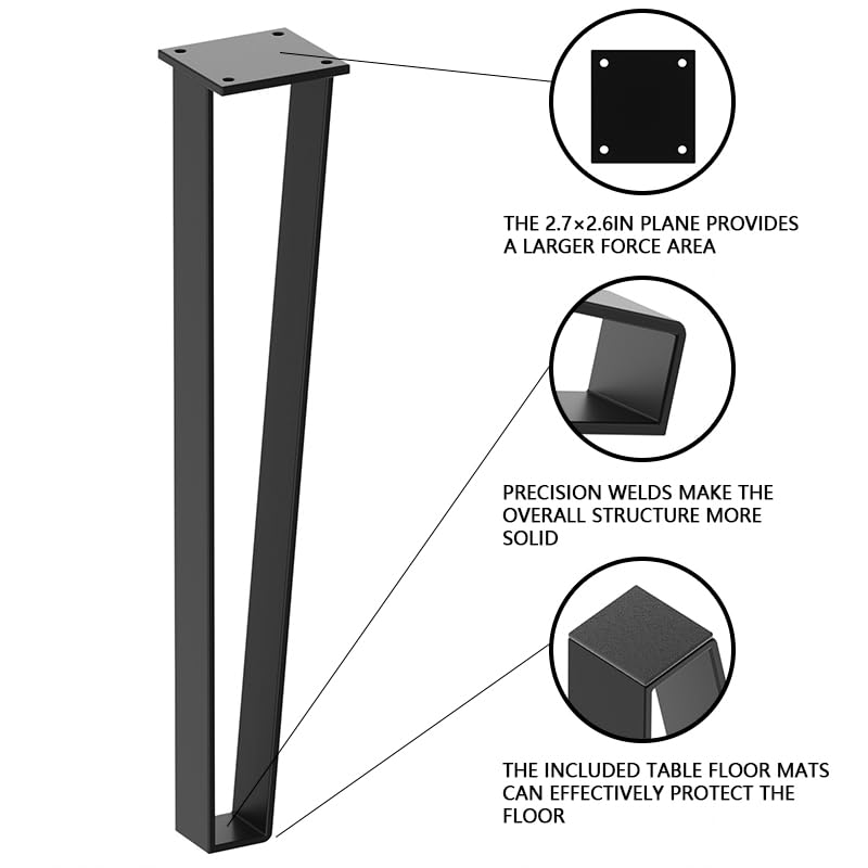 Orgerphy 16 inch Black Bench Legs Set of 4| Triangle-Shape Heavy Duty Table Legs Furniture Legs| Black Metal for Sofa Couch Dresser| Metal Legs for Coffee Table (16 inch) - size: 16 Inch