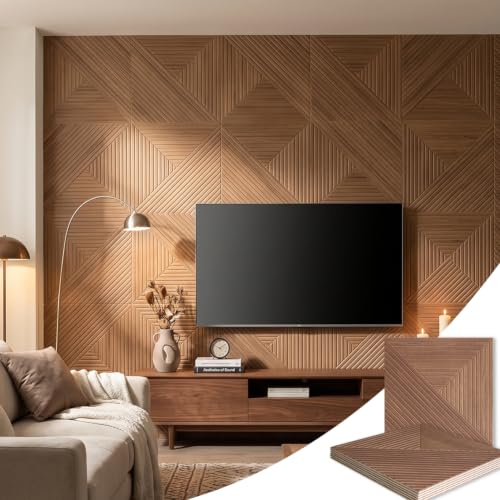 Acoustic Wall Panels 24x24 Inch 6 Pack Decorative Peel and Stick Wall Tiles - color: Walnut