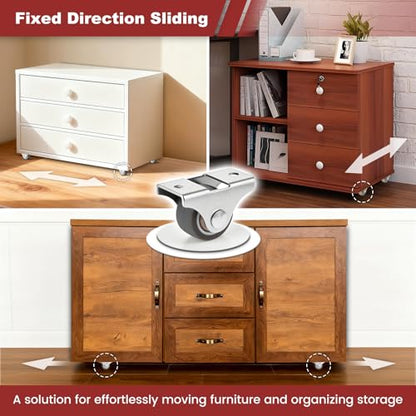 1 Inch Mini Fixed Drawer Rubber Caster Wheels, Non Swivel Caster Wheels - color: brown - 1 inch