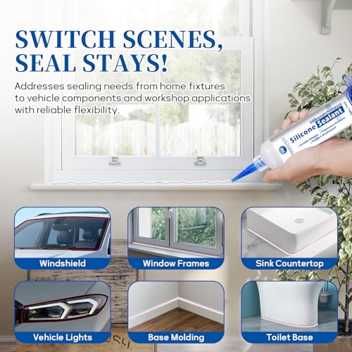 RTV Silicone Adhesive Sealant - High Temperature & Waterproof Caulking for Home, Auto, & Crafts - Creates Flexible, Long-Lasting Seal on Kitchen, Bathroom, Shower, Window (Clear, 30ml/1oz) - color: Clear