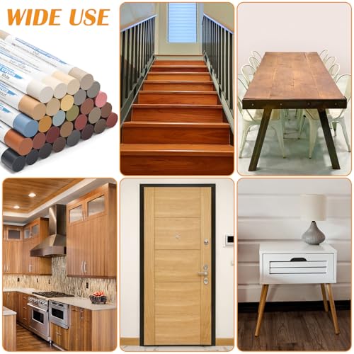 Windspeed 30+2P Wood Filler Stick 30 Color Wood Filler Putty Wax Crayons Furniture Repair Kit Putty Stick for Baseboard Cabinets Furniture Floors(with 2 Scrapers)