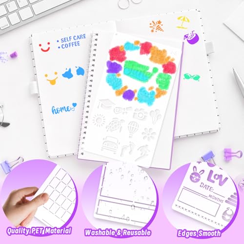 Yazhiji 36 PCS Journal Diary Stencils, Planner Stencils for Junk Journal Notebook Diary Scrapbooking DIY Supplie Drawing Template Journal Stencil 4x7 Inch - color: Journal Diary
