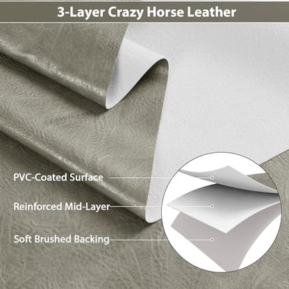 Faux Leather 1.0mm Upholstery Fabric by the Yard 15 Yard Beige Grey - color: Beige Grey, size: 15 Yard