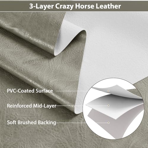 Faux Leather 1.0mm Upholstery Fabric by the Yard 55x180 Inch Beige Grey - color: Beige Grey, size: Pre Cut 5 Yard