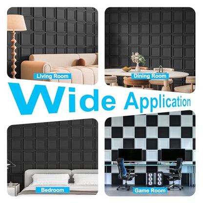 Art3d 33-Pack Accent 3D Textured Wall Panels, 11.8 x 11.8 in, Black - color: Black