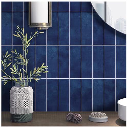 Tilingview 30 PCS Peel and Stick Backsplash Tile for Kitchen/Bathroom/Living Room, 3"x 9" Self-Adhesive Subway Tile for Backsplash, Imitation Glazed Tiles/Handmade Tiles (Matte Navy Blue) - color: Matte Navy Blue