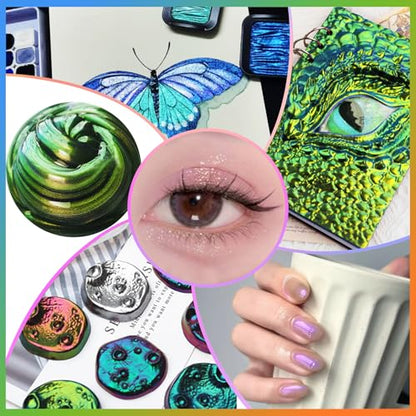 Matio Chameleon Mica Powder,10 * 5g Chrome Powder, 5 Pearlescent Effect - color: 10 Colors Mix