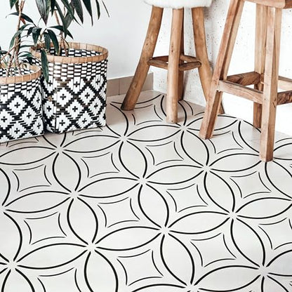 2 Pcs 12" x 12" Tile Stencil Painting Stencil for Walls and Floors - Reusable - Stencils for Painting - Stencil for Home Decor (Scandi Circle) - style: Scandi Circle