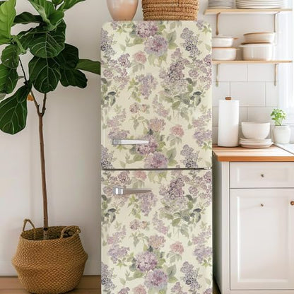 JiffDiff Purple Lilac Floral Peel and Stick Wallpaper,17.3" x 240" - size: 236" x 17.3"
