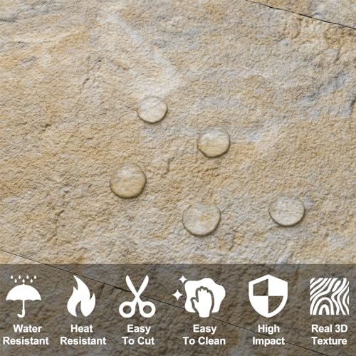 AULIGET 100-Piece Peel and Stick Backsplash Wall Tiles, 3" x 6" PVC Sandstone Faux Stick on Tiles for Backsplash Kitchen, Bathroom, Laundry Room, Camper, Fireplace - color: Sandstone