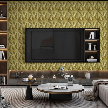 STICKGOO 3D Wall Panels Diamond, Champaign Gold, 12''x12'', 33 Pack - color: Champaign Golden