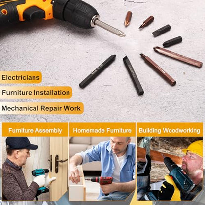 HARFINGTON 3pcs SL8 Slotted Screwdriver Bit 5/16" Hex Shank 80mm/3.15" Length Magnetic Flat Head Hex Bits S2 Steel Screw Driver Bit for Impact Electric Screw Driver Power Tools, Black - color: Black, size: SL8 x 80mm