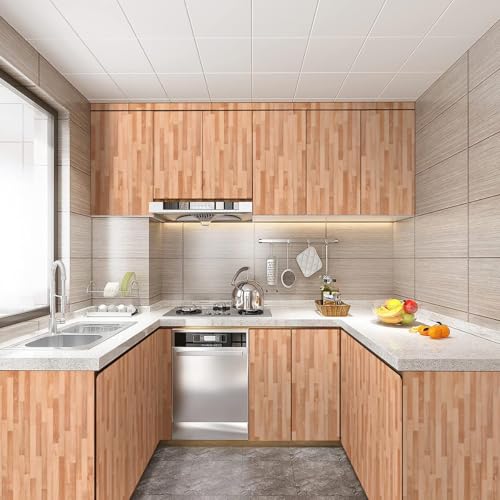 Jeweluck Wood Contact Paper Peel and Stick Wallpaper 17.7inch × 196.8inch - color: A Wood, size: 17.7" x 196.8"