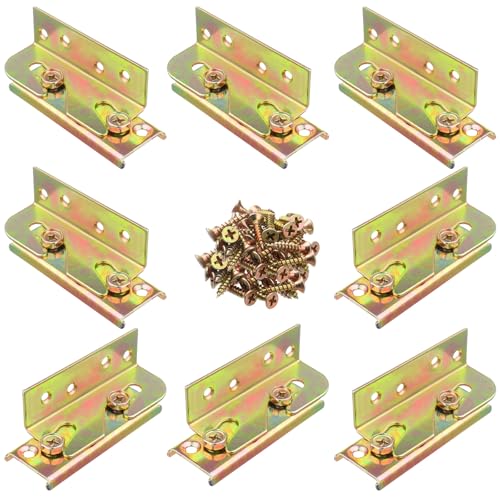 8Sets Bed Rail Bracket Non-Mortise with Screws for Wood Headboard - size: 8 Sets