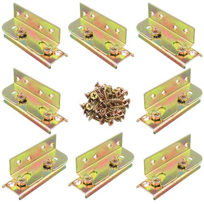 8Sets Bed Rail Bracket Non-Mortise with Screws for Wood Headboard - size: 8 Sets