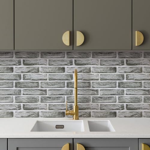 Commomy 3D Faux Brick Peel and Stick Wall Sticker Retro Grey - 10pcs - color: Faux Brick-QA